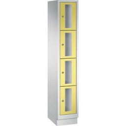 C+P Armoire à casiers CLASSIC, hauteur casiers 375 mm, sur socle, 4 casiers, largeur 320 mm, porte jaune soufre