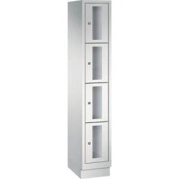 C+P Armoire à casiers CLASSIC, hauteur casiers 375 mm, sur socle, 4 casiers, largeur 320 mm, porte gris clair