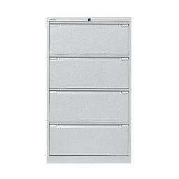 BISLEY Classeur pour dossiers suspendus à 2 rangées, 4 tiroirs, format A4, gris clair