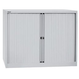 BISLEY Armoire à rideaux Euro, largeur 1200 mm, 2 tablettes, gris clair