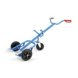 eurokraft pro Chariot porte-fûts pour fûts en acier, charge max. 400 kg, avec roue stabilisatrice à bandage caoutchouc, roues en caoutchouc