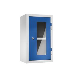 eurokraft basic Armoire murale d'atelier, h x l x p 600 x 350 x 320 mm, portes vitrées, bleu gentiane RAL 5010