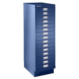 BISLEY MultiDrawer™ série 39, avec socle, format A4, 15 tiroirs, bleu oxford