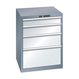 LISTA Armoire à tiroirs avec 4 tiroirs, l x p x h 717 x 725 x 850 mm, gris métallisé / gris clair, charge max. des tiroirs 200 kg