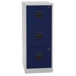 BISLEY Classeur pour dossiers suspendus PFA, 3 tiroirs, gris clair / bleu oxford