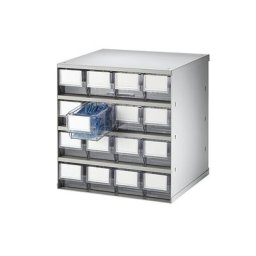 Bloc-tiroir, charge max. 75 kg, h x l x p 395 x 376 x 300 mm, 16 tiroirs, tiroirs translucides