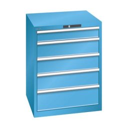 LISTA Armoire à tiroirs avec 5 tiroirs, l x p x h 717 x 725 x 850 mm, bleu clair, charge max. des tiroirs 75 kg
