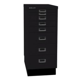 BISLEY MultiDrawer™ série 29, avec socle, format A4, 8 tiroirs, noir