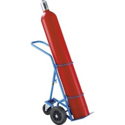 eurokraft pro Diable pour bouteilles de gaz / en acier, pour bouteille en acier de Ø 285 mm max., jusqu'à 1,2 m de hauteur, avec roue stabilisatrice, bandage caoutchouc