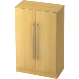 Armoire de bureau, hauteur 1270 mm, 2 tablettes, façon hêtre