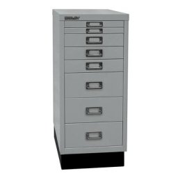 BISLEY MultiDrawer™ série 29, avec socle, format A4, 8 tiroirs, argent
