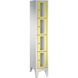 C+P Armoire à casiers CLASSIC, hauteur casiers 375 mm, sur pieds, 4 casiers, largeur 320 mm, porte jaune soufre