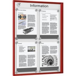 Vitrine d'affichage pour l'intérieur, pour 2 x 2 format A4, cadre rouge
