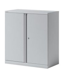 BISLEY Armoire à portes battantes ESSENTIALS, 1 tablette, 2 hauteurs de classeurs, gris clair