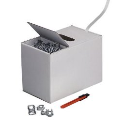 eurokraft basic Kit de cerclage, feuillard en PET collé, feuillard dans un carton distributeur, boucles métalliques, cutter, largeur feuillard 13 mm