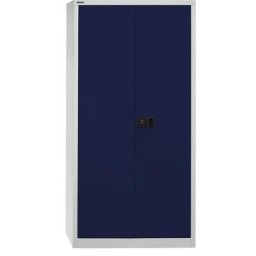 BISLEY Armoire à portes battantes UNIVERSAL, h x l x p 1806 x 914 x 400 mm, 3 tablettes, 4 hauteurs de classeurs, gris clair / bleu oxford