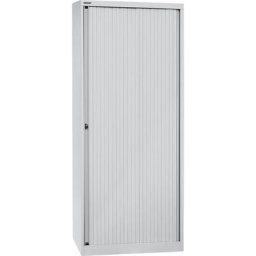 BISLEY Armoire à rideaux Euro, largeur 800 mm, 4 tablettes, gris clair