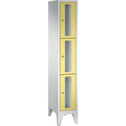 C+P Armoire à casiers CLASSIC, hauteur casiers 510 mm, sur pieds, 3 casiers, largeur 320 mm, porte jaune soufre