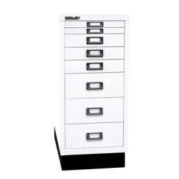 BISLEY MultiDrawer™ série 29, avec socle, format A4, 8 tiroirs, blanc trafic