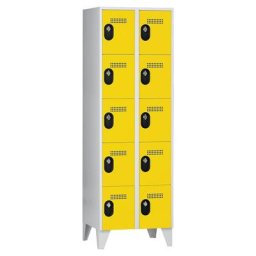 Wolf Vestiaire multicases, hauteur cases 320 mm, h x l x p 1850 x 600 x 500 mm, largeur compartiments 300 mm, coloris corps / porte gris clair / jaune zinc