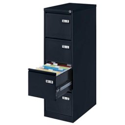 BISLEY Classeur pour dossiers suspendus LIGHT, à 1 rangée, 4 tiroirs format A4 transversal, noir profond, 2 pièces et +