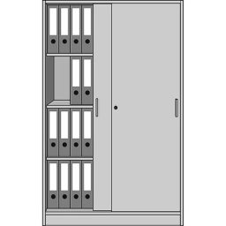 eurokraft pro STATUS - Armoire de bureau, à portes coulissantes, 3 tablettes, aluminium / façon hêtre