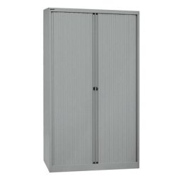 BISLEY Armoire à rideaux Euro, largeur 1200 mm, 4 tablettes, argent