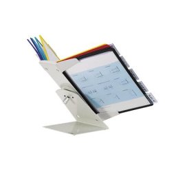 DURABLE Kit complet support mural et de table, 10 pochettes transparentes A4 de différents coloris, avec cavaliers