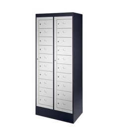Armoire pour ordinateurs portables, 20 casiers, h x l 1900 x 782 mm, gris noir / gris clair