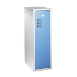 eurokraft basic Vestiaire multicases combiné, module unique, h x l x p 1000 x 300 x 500 mm, serrure à cylindre, corps gris clair, porte bleu clair