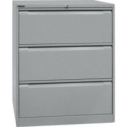 BISLEY Classeur pour dossiers suspendus à 2 rangées, 3 tiroirs, format A4, aluminium