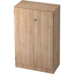 Armoire de bureau, hauteur 1270 mm, 2 tablettes, façon noyer