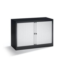 BISLEY Armoire à rideaux Euro, largeur 1000 mm, 1 tablette, noir profond / gris clair