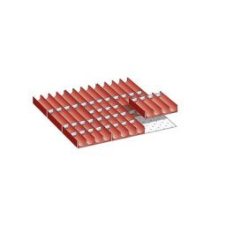 LISTA Kit de compartimentation pour tiroirs, compartiments, rouge, pour hauteur façade 50 mm, 49 éléments