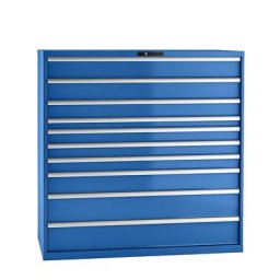 LISTA Armoire à tiroirs en tôle d'acier, h x l 1450 x 1431 mm, 10 tiroirs, charge max. 200 kg, bleu gentiane