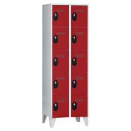 Wolf Vestiaire multicases, hauteur cases 320 mm, h x l x p 1850 x 600 x 500 mm, largeur compartiments 300 mm, coloris corps / porte gris clair / rouge feu