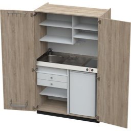 Module de cuisine avec portes battantes, 2 plaques de cuisson céramique, évier à gauche, chêne, 1956 x 1200 x 650 mm