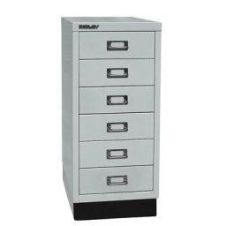 BISLEY MultiDrawer™ série 29, avec socle, format A4, 6 tiroirs, gris clair