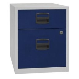 BISLEY Caisson mobile hauteur bureau PFA, 1 tiroir, 1 tiroir pour DS, gris clair / bleu oxford