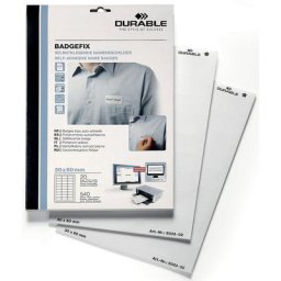 DURABLE Badges autocollants, soie d'acétate blanche, h x l 30 x 60 mm, lot de 1080 pièces