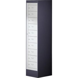 Armoire pour ordinateurs portables, 10 casiers, h x l 1900 x 400 mm, gris noir / gris clair