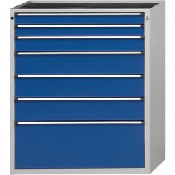 ANKE Armoire à tiroirs, l x p 1060 x 675 mm, charge max. tiroirs 200 kg, 7 tiroirs, hauteur 1280 mm, façade bleu gentiane