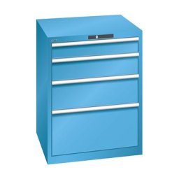 LISTA Armoire à tiroirs avec 4 tiroirs, l x p x h 717 x 725 x 850 mm, bleu clair, charge max. des tiroirs 200 kg