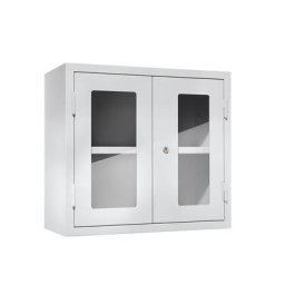 eurokraft basic Armoire murale d'atelier, h x l x p 600 x 650 x 320 mm, portes vitrées, gris clair RAL 7035