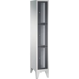 C+P Armoire à casiers CLASSIC, hauteur casiers 510 mm, sur pieds, 3 casiers, largeur 320 mm, porte gris noir