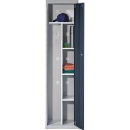 eurokraft basic Vestiaire modulaire avec éléments de base et additionnels, h x l x p 1800 x 450 x 500 mm, 1 tablette supérieure, 3 tablettes, gris clair / gris basalte, élément de base