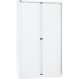 BISLEY Armoire à rideaux Euro, largeur 1200 mm, 4 tablettes, blanc trafic