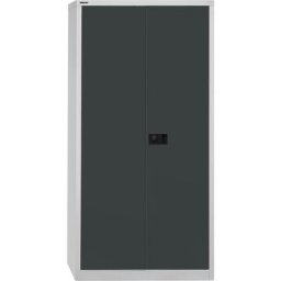 BISLEY Armoire à portes battantes UNIVERSAL, h x l x p 1950 x 914 x 500 mm, 4 tablettes galvanisées, 5 hauteurs de classeurs, gris clair / anthracite