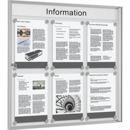 Vitrine d'affichage pour l'intérieur, pour 3 x 2 format A4, cadre anodisé argent