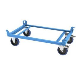 eurokraft pro Plateau roulant en acier, pour palettes 1000 x 800 mm, charge max. 1000 kg, hauteur de chargement 280 mm, bleu